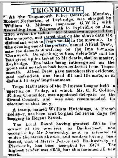 18880303 Totnes Weekly Times 03 March 1888 1