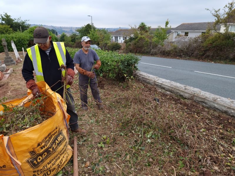 Pete and Dave clearing what was a hedge of bramble